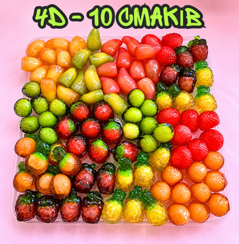 4D желейні фрукти 1 кг, 10 смаків &ndash; желейні цукерки з начинкою, фруктові желейки, жувальний мармелад асорті 4d1kg фото