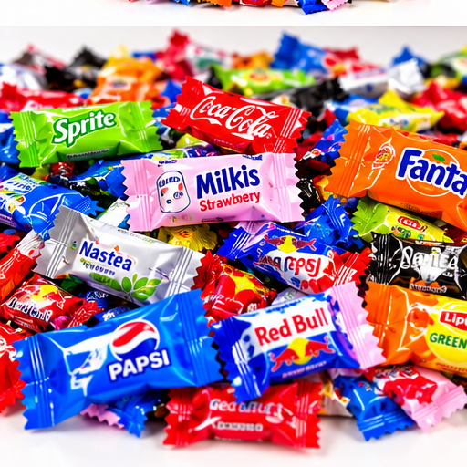 Цукерки SodaPops Vitamin C зі смаками Coca-Cola, Pepsi, Fanta, Sprite, Red Bull, асорті, (500г) SP-2 фото
